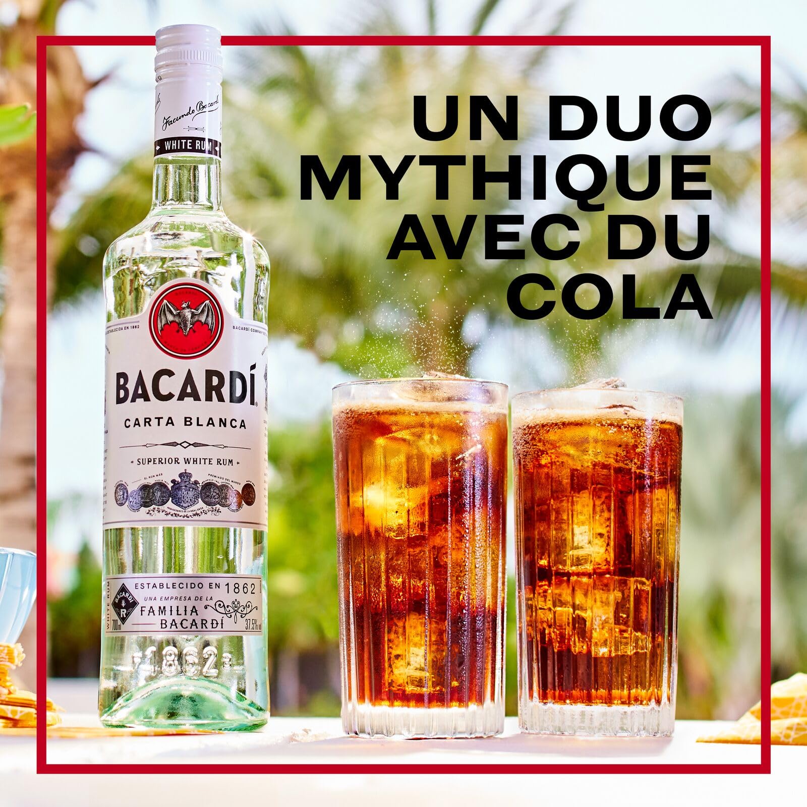 BACARDI Carta Blanca Superior White Rum - 1 l / 100 cl, 37,5% Vol. - Rhum Emblématique des Caraïbes, Idéal pour la Réalisation de Cocktails