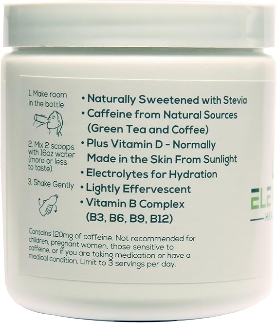 Healthy Energy Drink Powder - Stevia & Natural Caffeine | Elevated Energy Fizzy Drink Mix | Blue Raspberry | 30 Servings