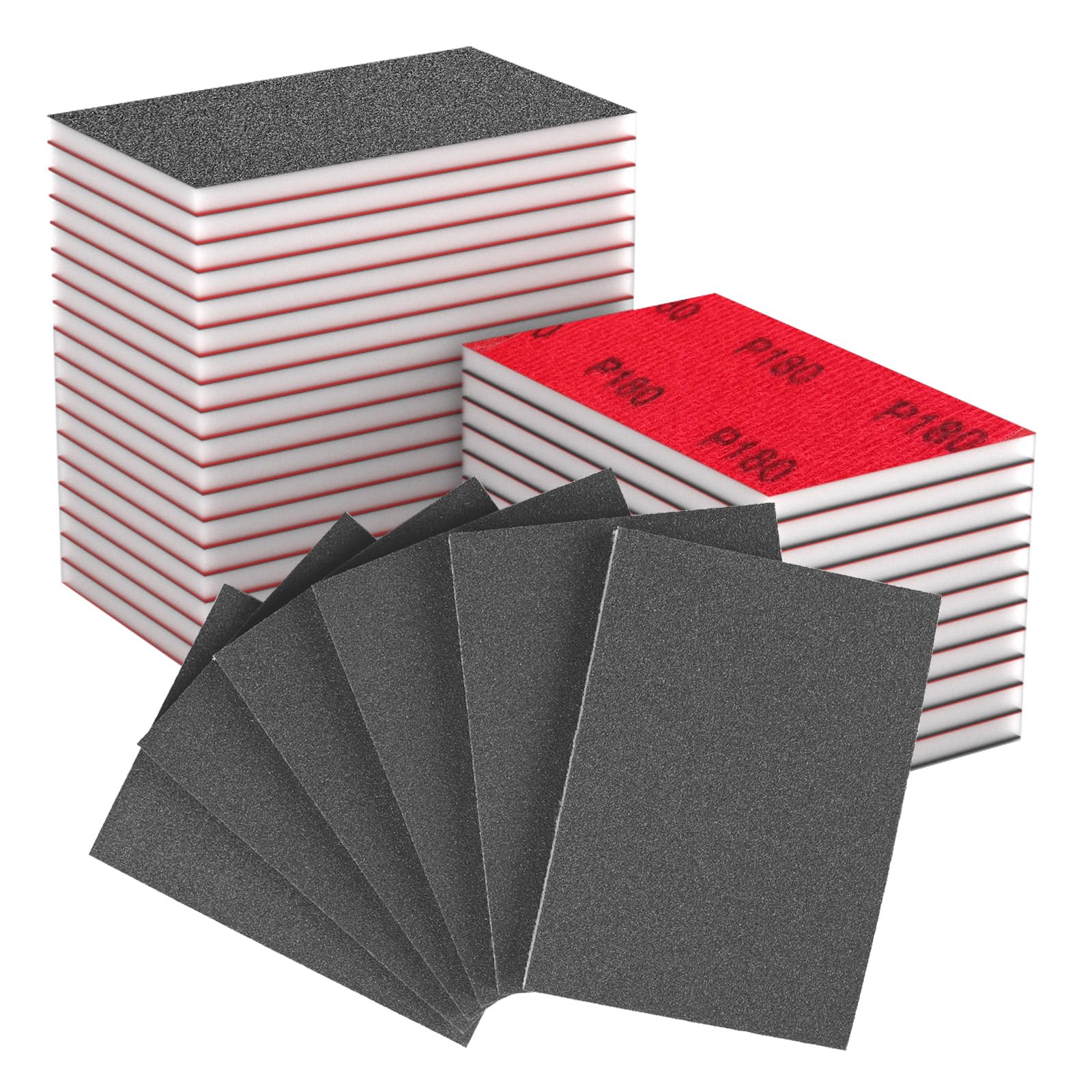 MOGRQAP 32 PCS 180 Grits Sanding Sponge Set, 70x100mm Wet Dry Reusable Block