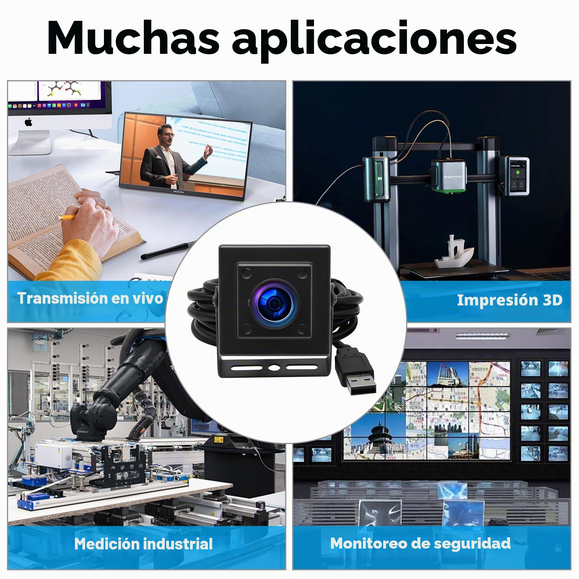 SVPRO - Cámara USB de 5 MP 30 FPS IMX335 para impresora 3D, grabador láser, máquina de visión, cámara industrial, vigilancia de seguridad (M12, USB Plug & Play, Windows