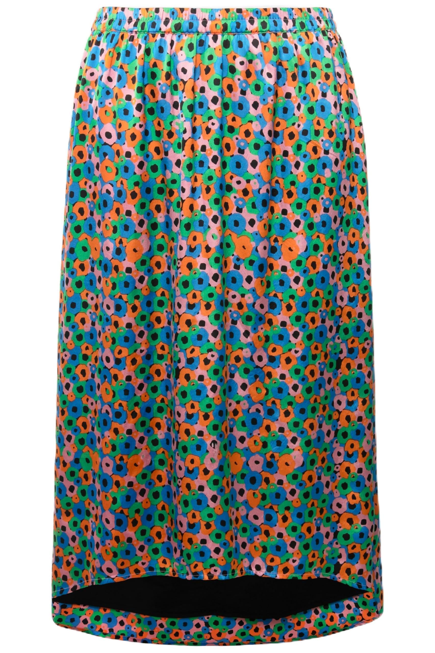 Studio Untold Damen große Größen Übergrößen Plus Size Midirock, A-Line, Color Flowerprint, Elastikbund 831437