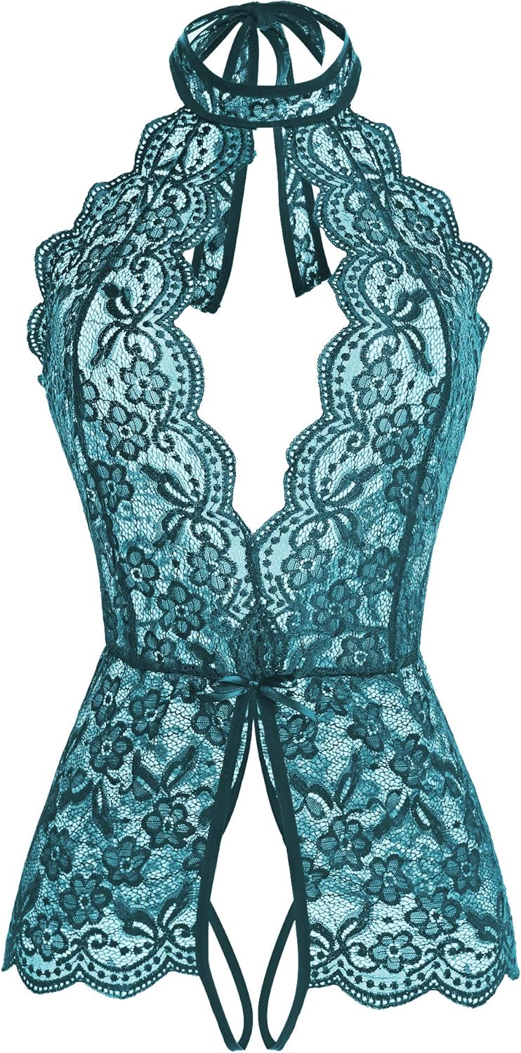 Women Lingerie for Women Deep V Halter One Piece Teddy Bodysuit