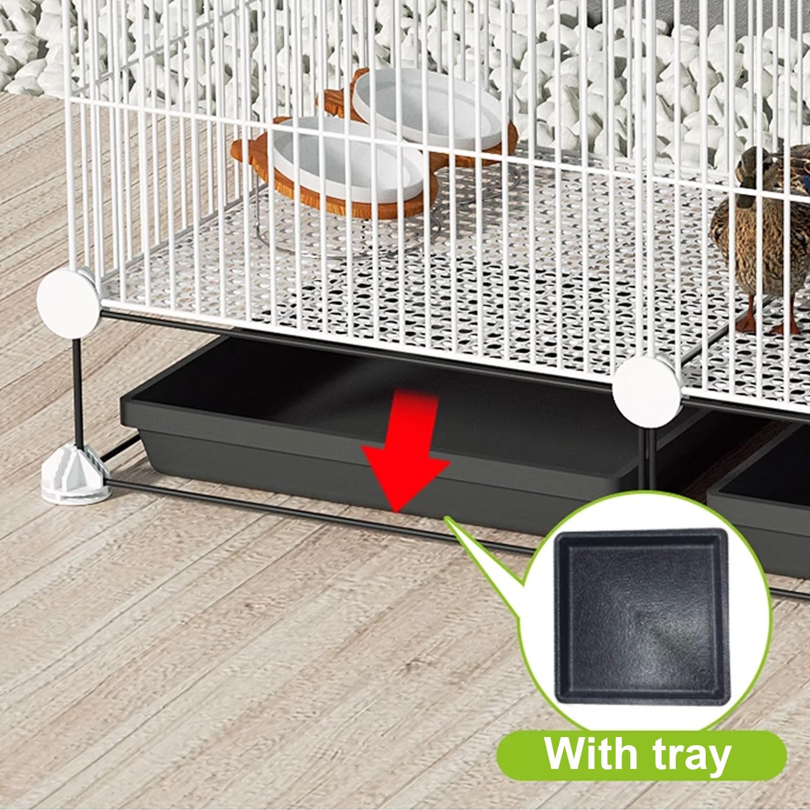 Robuster Metall-Hühner-Coop für kleine Haustiere, 1,3cm Gitter-Hasen-Hutch mit ausziehbarem Tablett und Fußpolstern, werkzeuglose Montage, sicherer Zwinger für Enten-Gänse-Kaninchen, leicht zu reinige