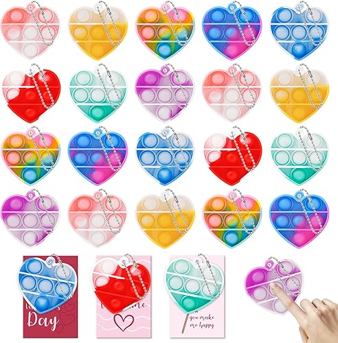 Miniatura 1 de Tarjetas del día de San Valentín para niños  24 regalos del día de San Valentín para niños, mini juguetes para ansiedad de corazón a granel,