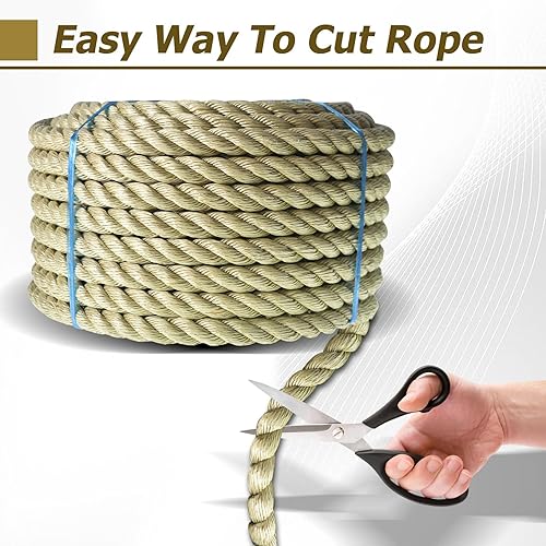 Miniatura 17 de Cuerda trenzada de 1 pulgada x 100 pies, cuerda sintética de tres hebras para decoración de interiores o exteriores, proyectos de bricolaje