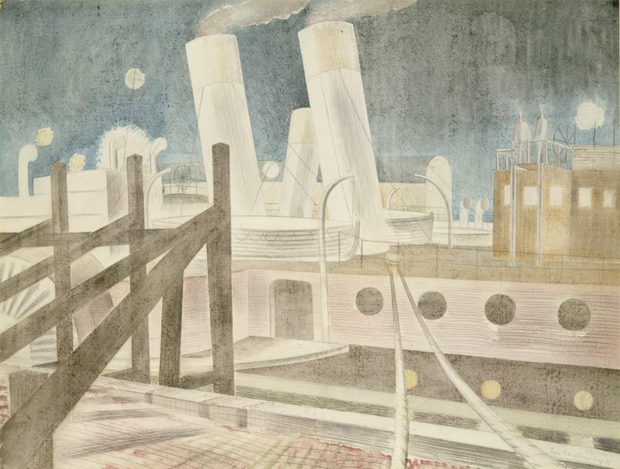 Serendipitp No Frame Abstract Painting Mural Print Picture Wall Decor Painting Brighton Queen At Night By Eric Ravilious Vintage Wall Artwork For Home Decor 60X90cm