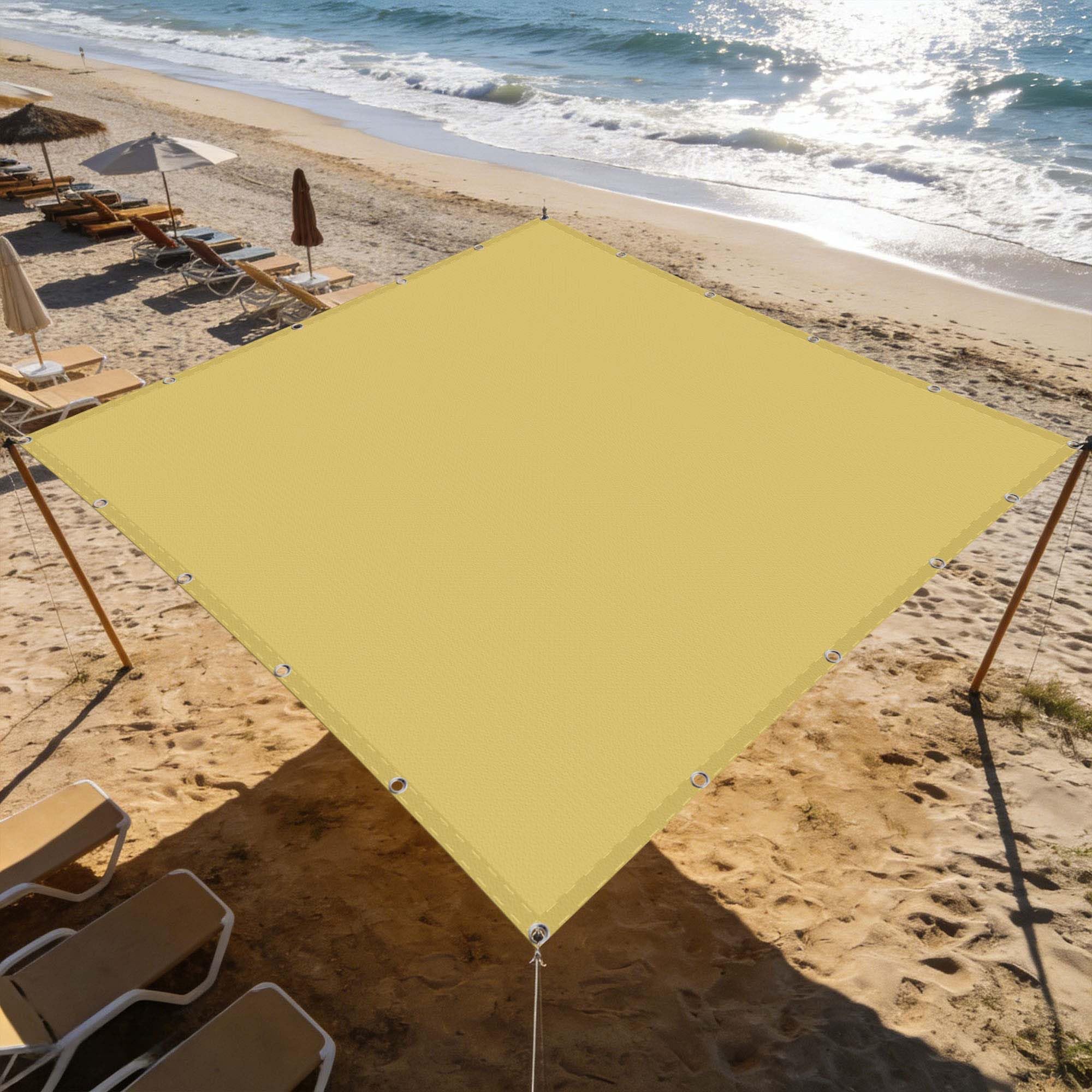 Voile d'ombrage rectangulaire 160x360 cm imperméable jaune sable pour jardin