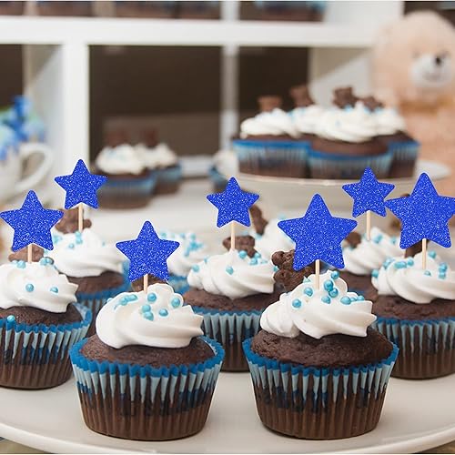 Miniatura 38 de 30 piezas de adornos de estrella para cupcakes con purpurina montados con estrella centelleante, para boda, compromiso, despedida de soltera, fiesta