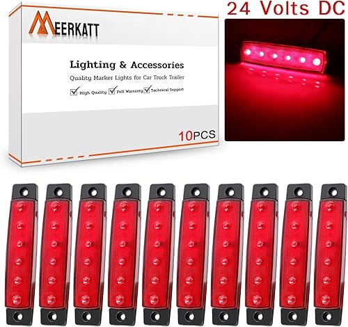 Miniatura 2 de Meerkatt Paquete de 10 luces indicadoras laterales en miniatura de 3.8 pulgadas, color rojo, 6 luces LED LED de color rojo, luz SMD, parada de