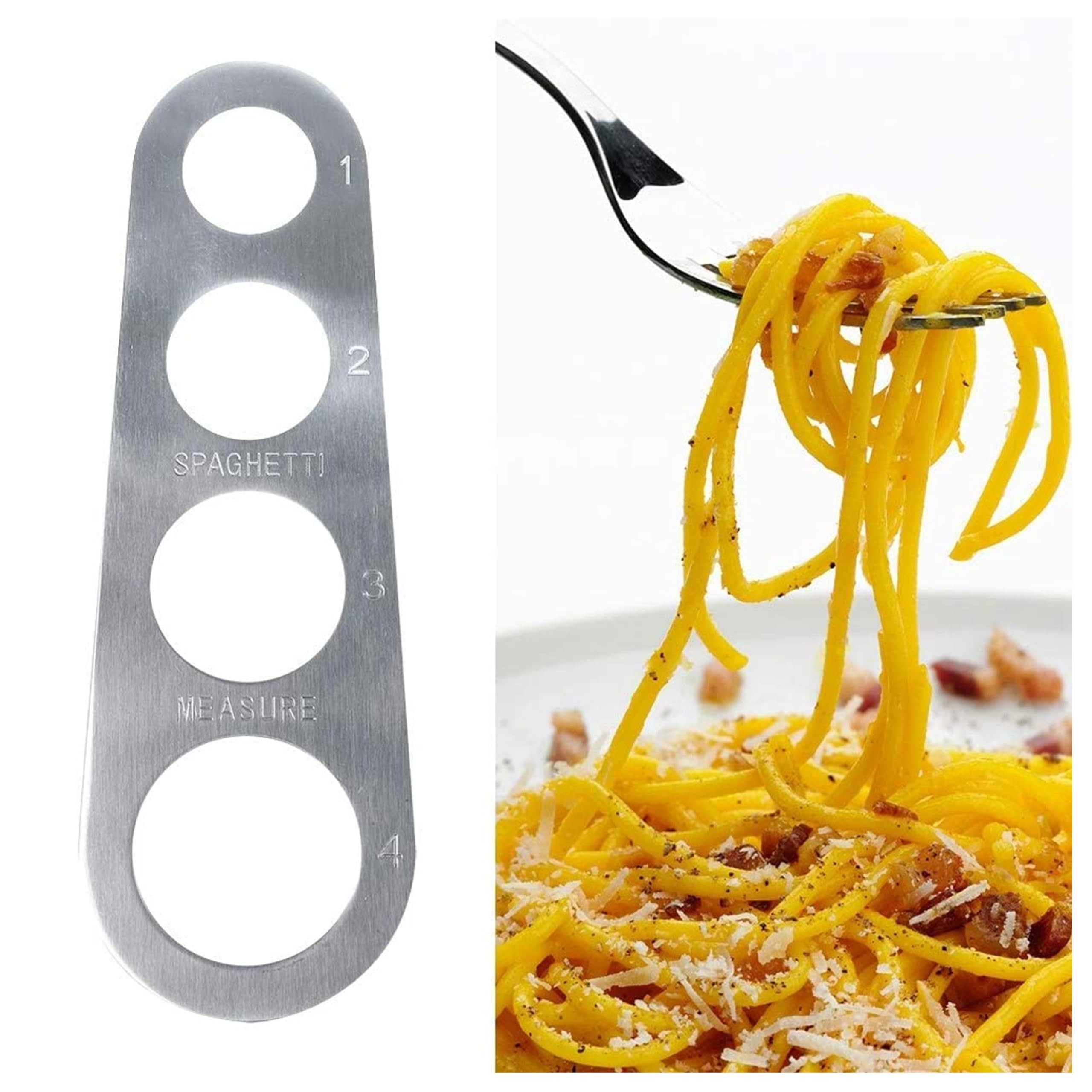 2 in Acciaio Inox, per misurare la Pasta Lunga, utensile da Cucina, per Spaghetti, con di misurazione (Misura Fino a Una porzione per Quattro Adulti)