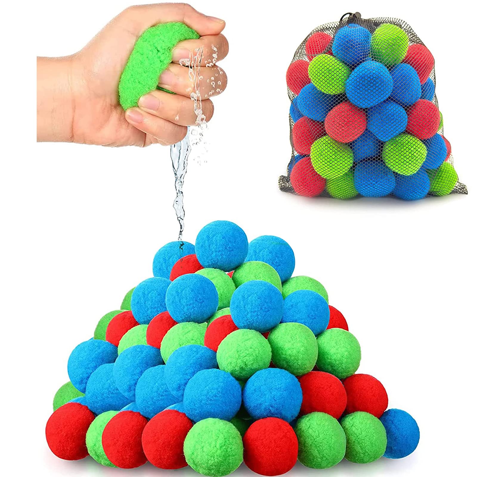 40 bolas de agua de algodón, juego de bombas de agua, bolas de agua, reutilizables, para niños, jóvenes y adultos, batalla de agua en el jardín, piscina y cama elástica