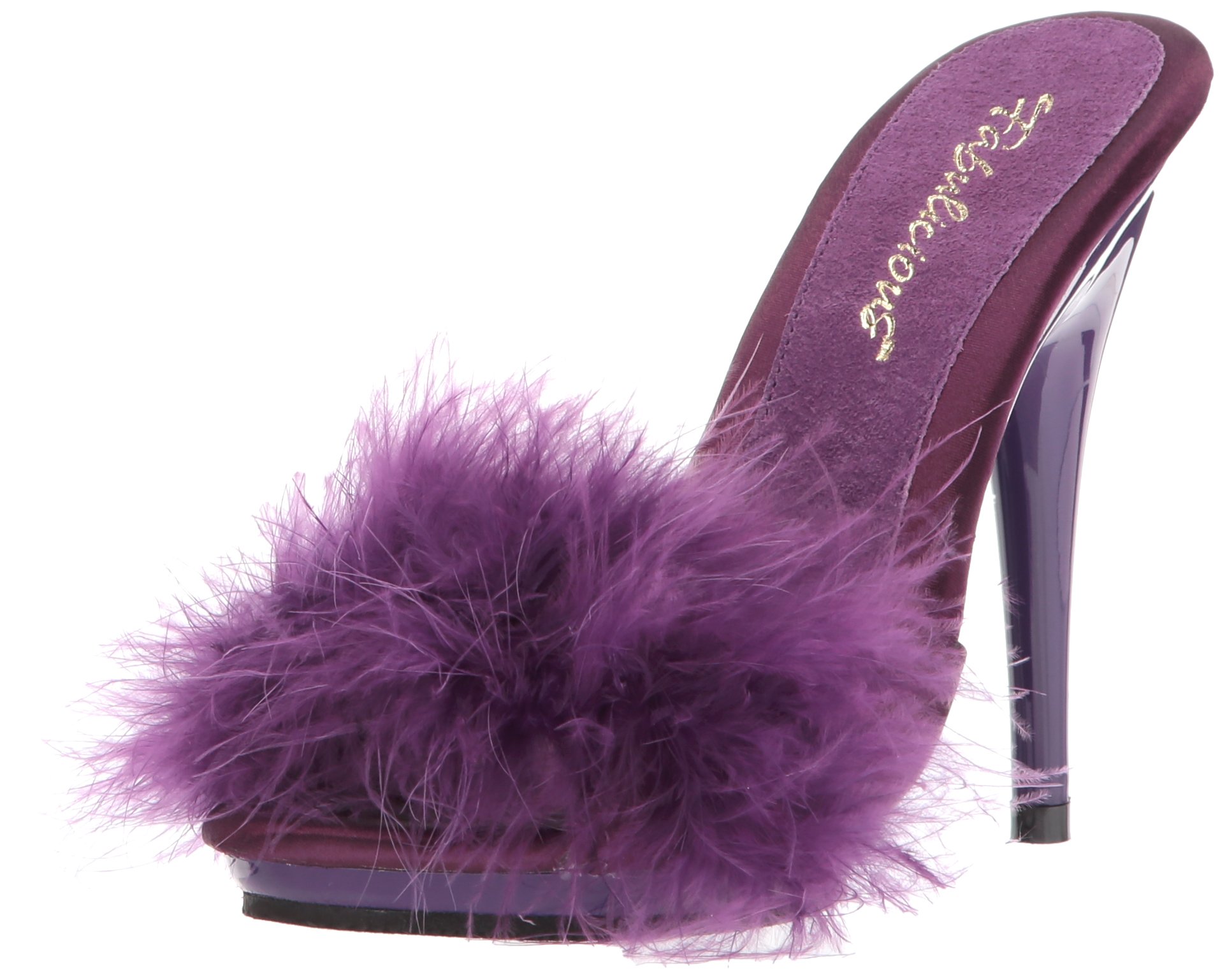 Fabulicious Women's Poise-501F Marabou Slipper - 6 Purple Satin-marabou Fur/Purple