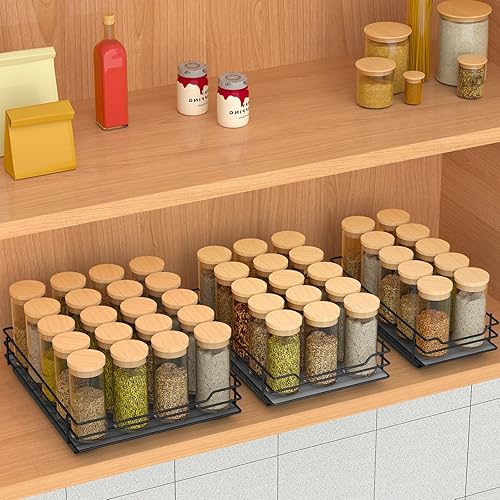Miniatura 8 de Organizador de especias extraíble para gabinete, organizador de especias deslizante resistente para armarios de cocina y despensa, se adapta a