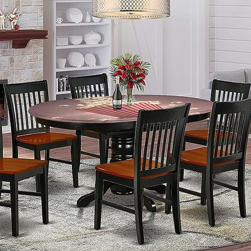 Miniatura 2 de XISUNYA Mantel ajustable ovalado, moderno y elástico, de poliéster, estilo retro, diseño de palomitas de maíz, para el hogar, café, se adapta a