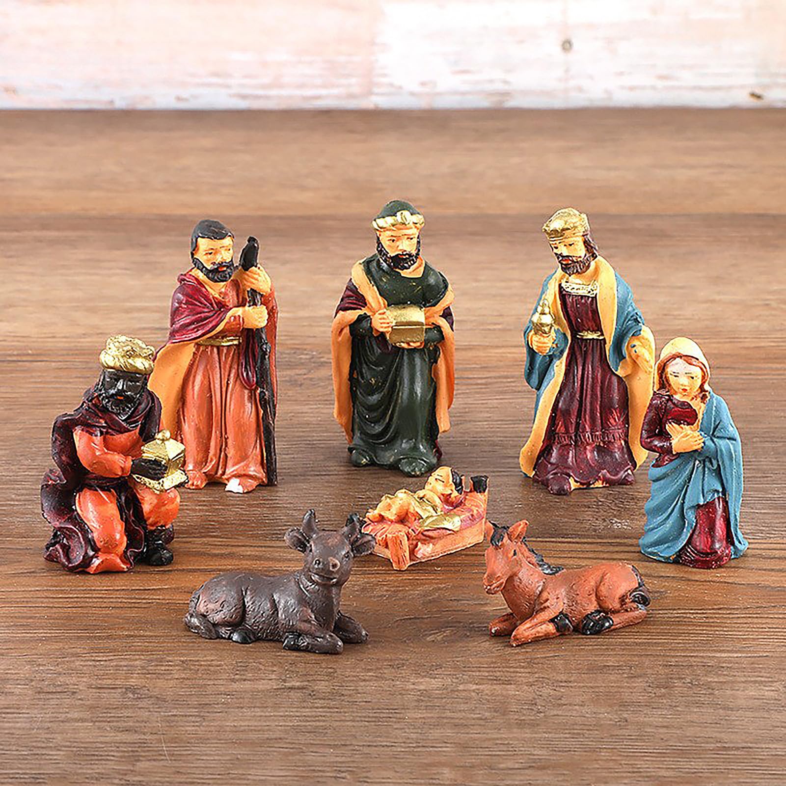Wnvivi 8 Pcs Nativity Figurine Sets for Christmas,Miniature Resin Nativity Statues,Christmas Nativity Set,Nativity Scene for Christmas Decor