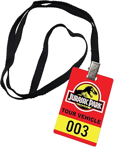 Disfraz novedoso de insignia de identificación para vehículo Jurassic Park Tour