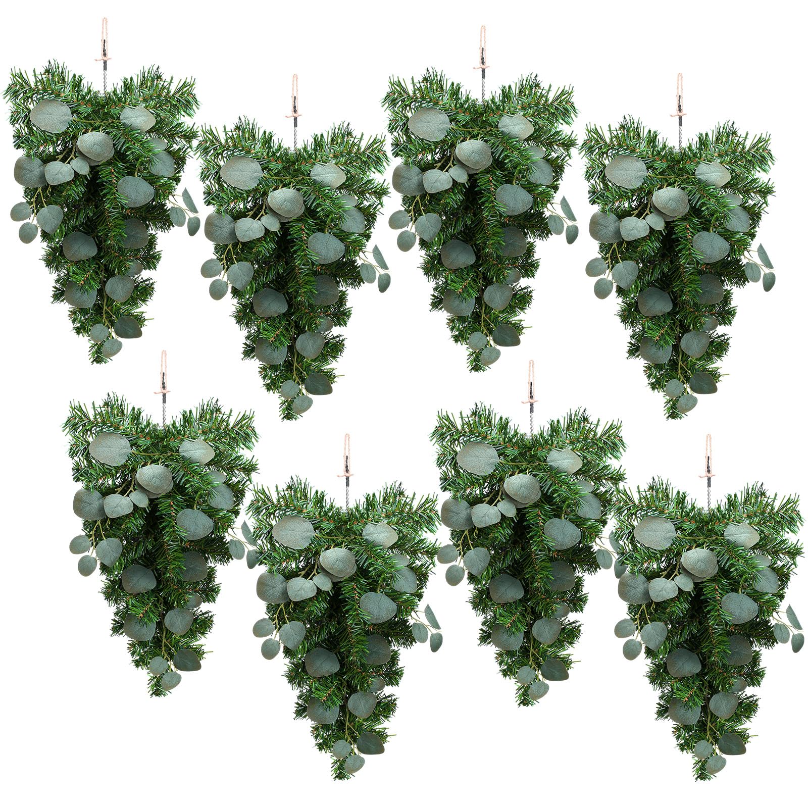 Zomiboo 8 guirnaldas de Navidad con eucalipto mixto de pino artificial, guirnalda de corona de Navidad, ramas de cedro, agujas de lágrima, para invierno para manto de Navidad