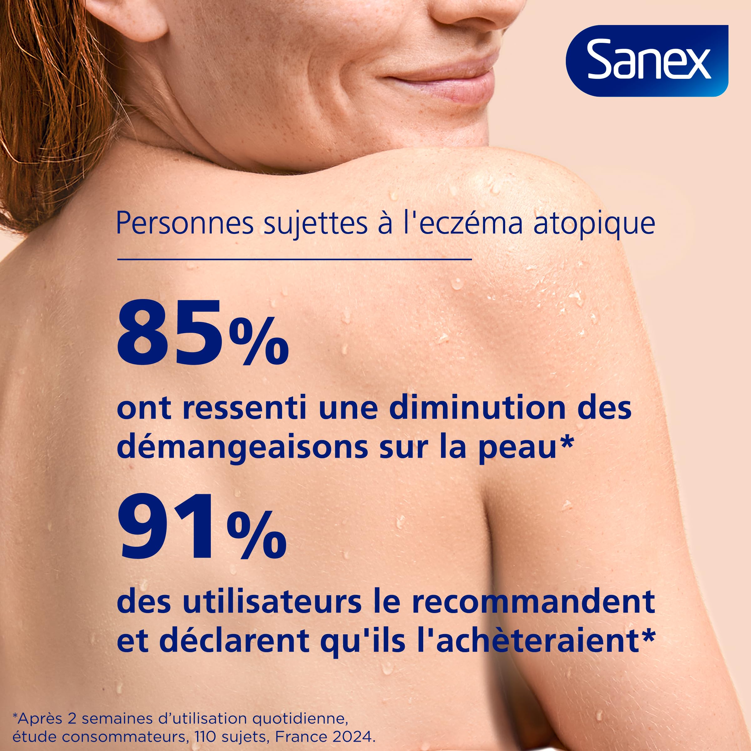 SANEX - Derma Thérapie - Huile de douche anti-démangeaisons et anti-irritations - Gel Douche - Peaux sujettes à l’eczéma atopique - hypoallergénique - complexe d’acides aminés - Pompe 725ml