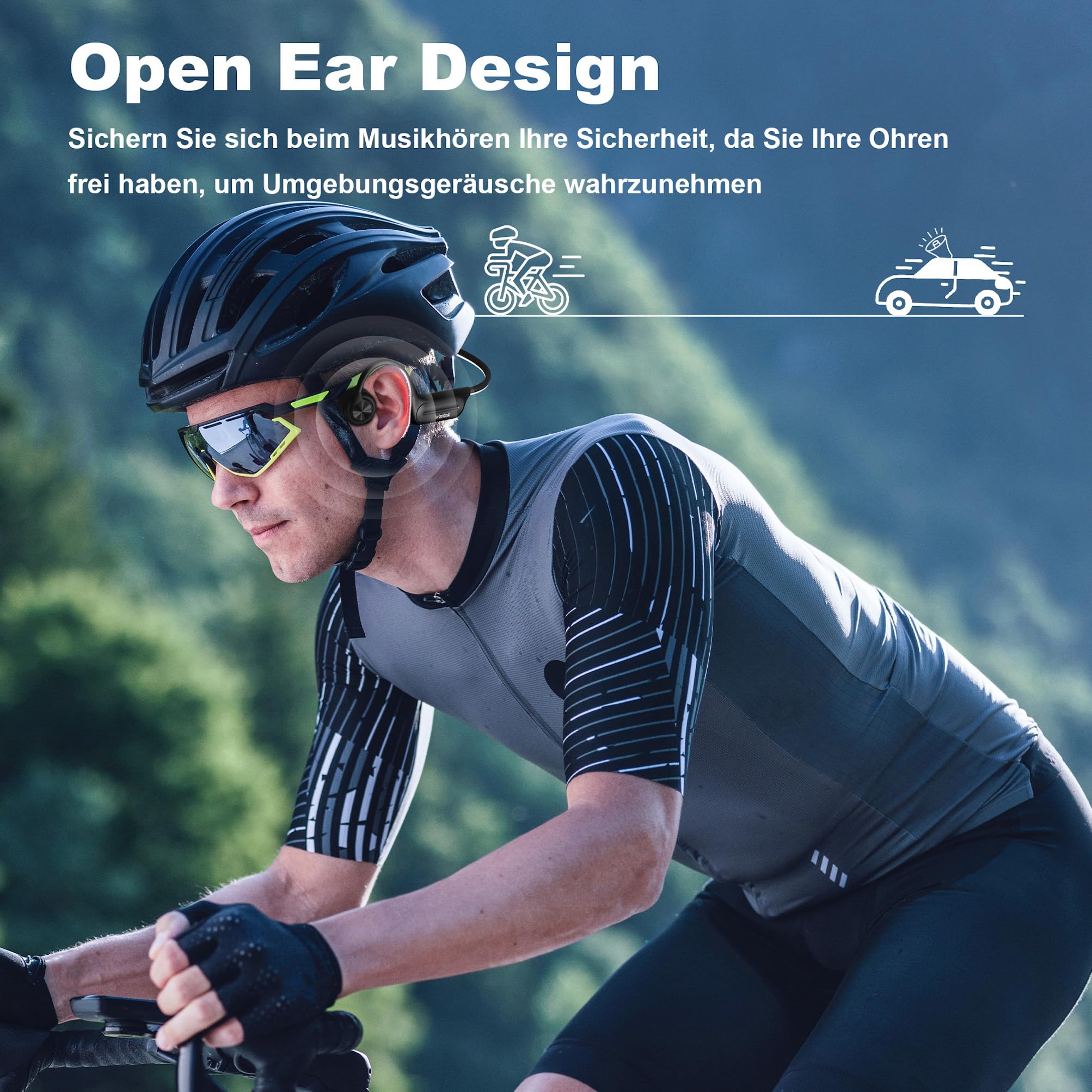 Wantek Knochenschall Kopfhörer Bluetooth 5.3,Open Ear Schwimmen Kopfhörer Eingebaute 32GB Speicher MP3,Kabellos Sport Kopfhörer IP68 Wasserdicht für Läuft Radfahren Trainieren Wandern Schwimmen
