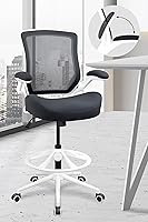 Vista 8 de Silla de redacción alta para oficina, taburetes ergonómicos de escritorio de pie para computadora, reposabrazos abatibles, altura ajustable y anillo