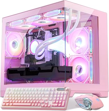 Ocean Park Pink Gaming PC Gamer Desktop W/ KB & Mouse, AMD Ryzen 7 9800X3D 8-Core 4.7GHz, RTX 5070 12GB, 32GB DDR5, 1TB PCIe +1TB SATA SSD, 850W 80+ Gold PSU, FUSION 2.0 APP RGB Fan Control, Win 11