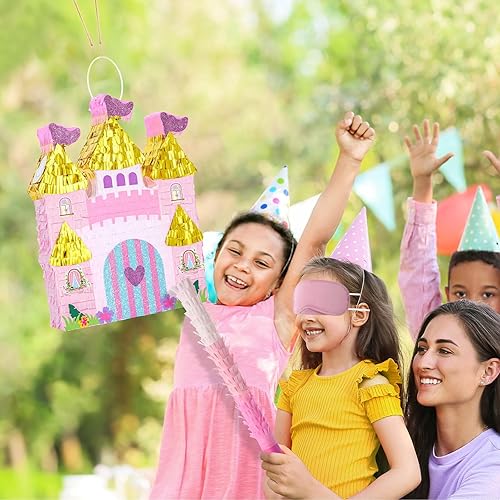 Miniatura 147 de WERNNSAI - Piñata de sirena plegable, piñata de cumpleaños con flecos que incluye cuerda para jalar, venda y bate. Decoraciones