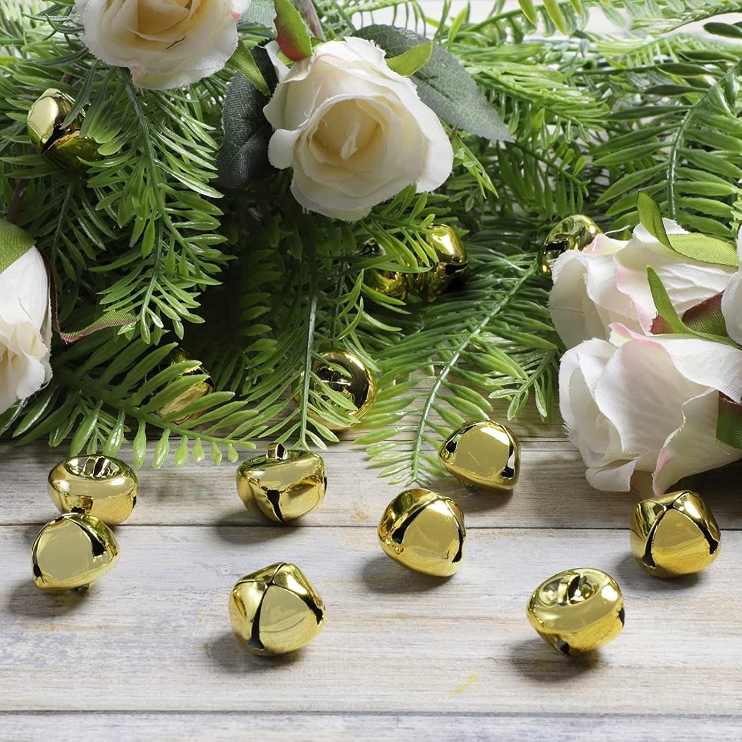 Mini Jingle Bells for Christmas Arts and Craft Decorations (Gold, 300 Pack)