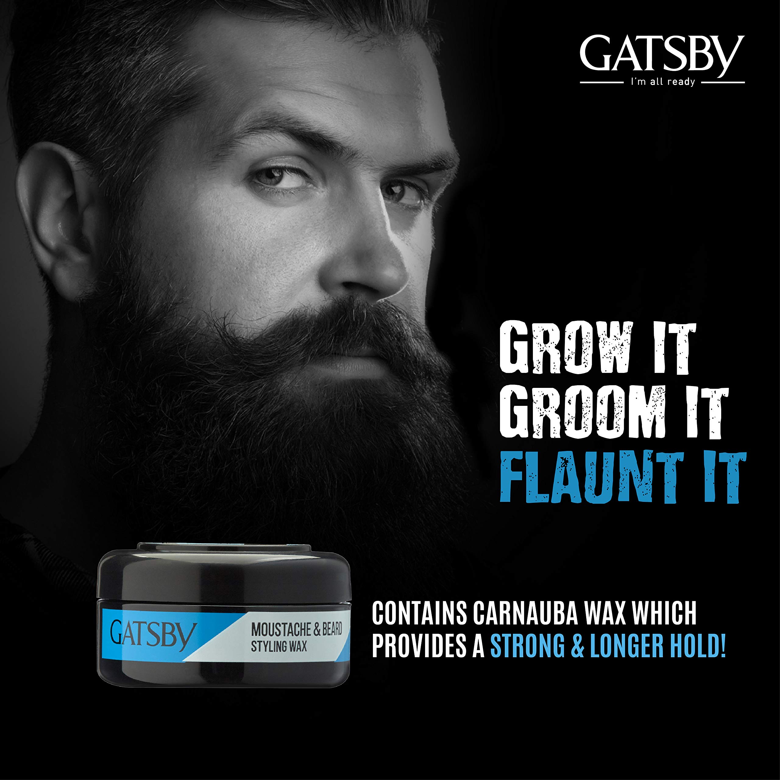 Gatsby Japan Moustache & Beard Styling Wax - Strong Hold 25gm | Contains Natural Ingredients | Powered With Carnauba Wax For Day Long Hold | Non Sticky & Easy Wash Off | Strong Hold Beard Wax | Pack of 2 2