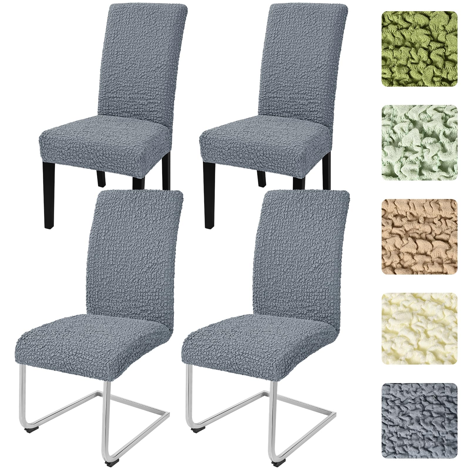 Alishomtll Set of 4 Summer Stretch Seersucker Dining Chair Covers