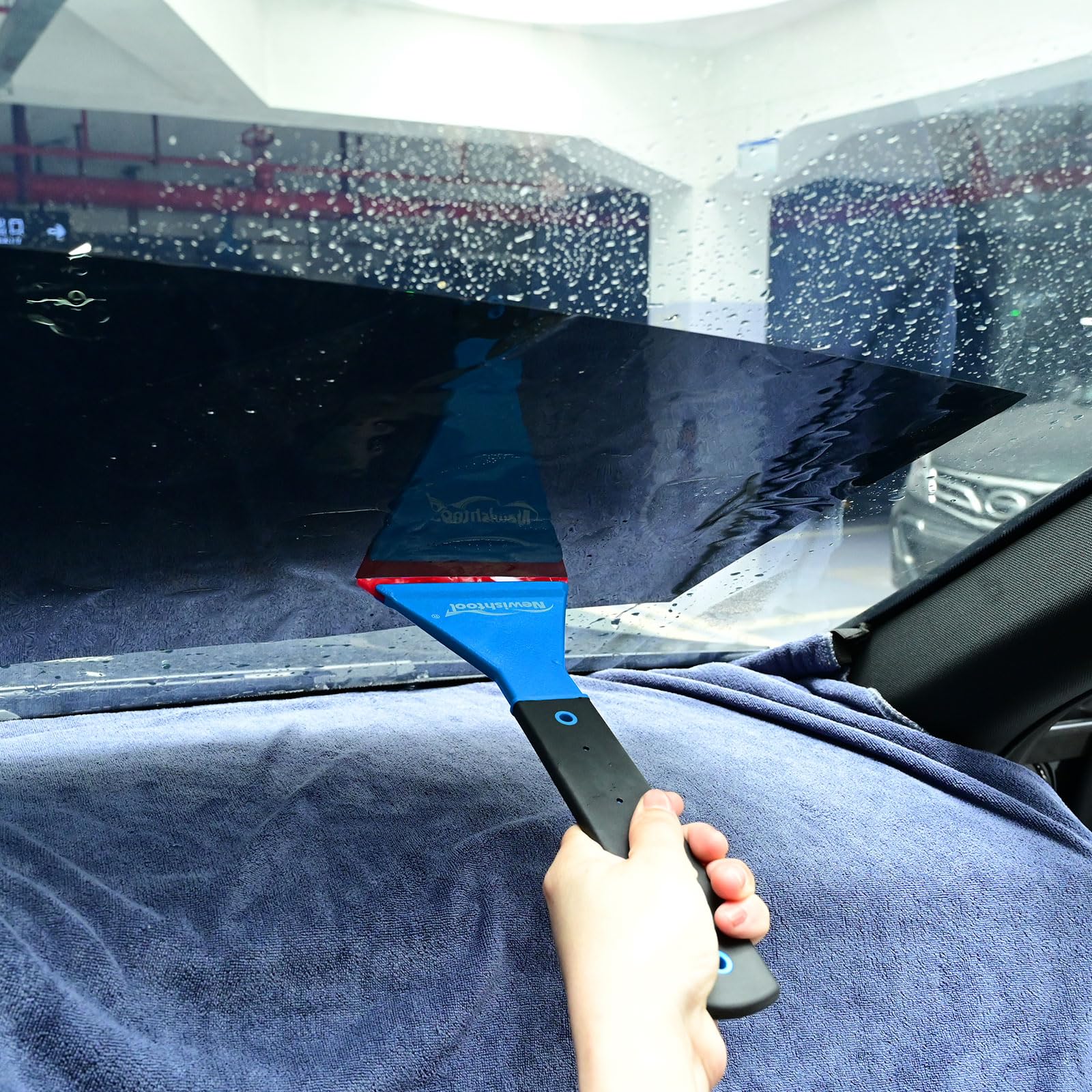 NEWISHTOOL Fenster-Tönungsabzieher mit langem Griff, 3 Stück, mit verschiedenen Durometern, Gummi-Wasserwischer, Schaber für Fensterfolie, PPF-Installationswerkzeug, Vinyl-Rakel, Auto-Wrap-Werkzeuge