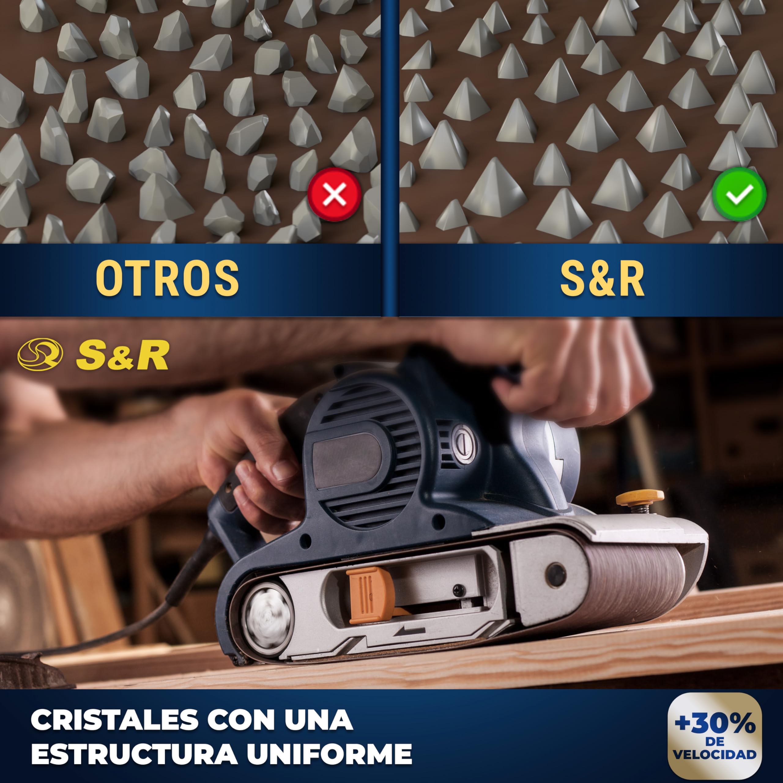 S&R Bandas de Lija Abrasivas para Lijadoras 75 x 533 mm. Juego de 18 Bandas para pulir Metal Madera Pintura: 3 cada grano P60, P80, P120, P150, P240, P400