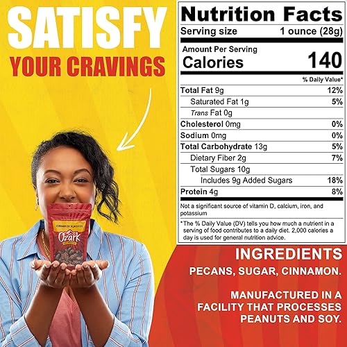 Miniatura 9 de OZARK NUT ROASTERS, 16 onzas, almendras de canela, nueces saborizadas, maní confitado gourmet de clase mundial, paquete resellable