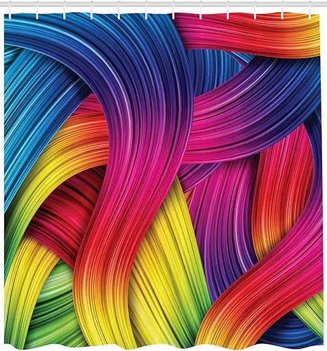 Miniatura 2 de Ambesonne Decor Collection, juego de cortina con ganchos para regadera