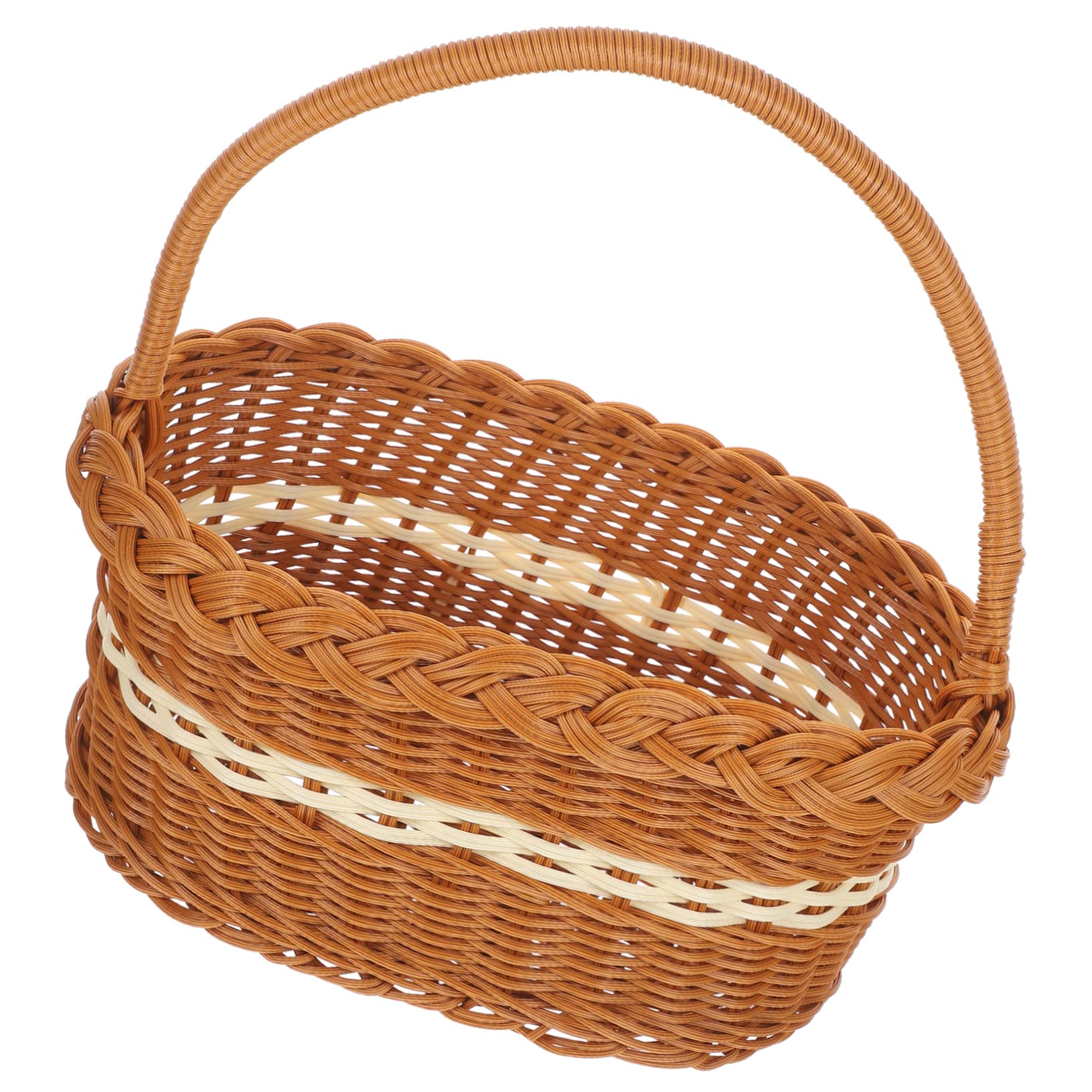 Cestino Portaoggetti con Nappa Intrecciata A Mano per Picnic Cestino Portaoggetti Intrecciato per Esterni Robusto Contenitore per La Conservazione della Frutta per La Casa
