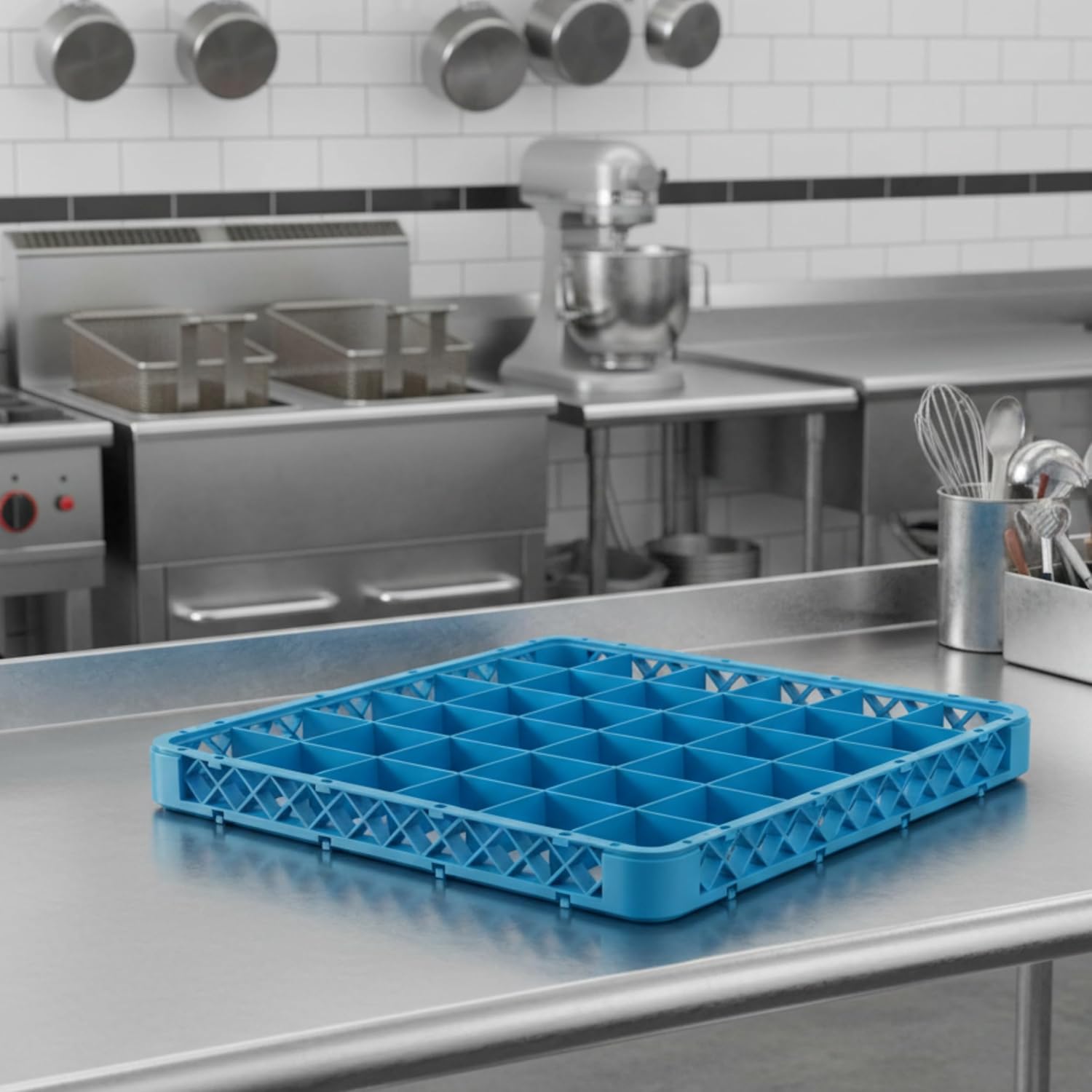 Soro Essentials- 36 Compartment Glass Rack Extender Blue Color Polypropylene- Commercial Glass Rack Kitchen Counter Durable Glass Drying Rack for Kitchen and Restaurant