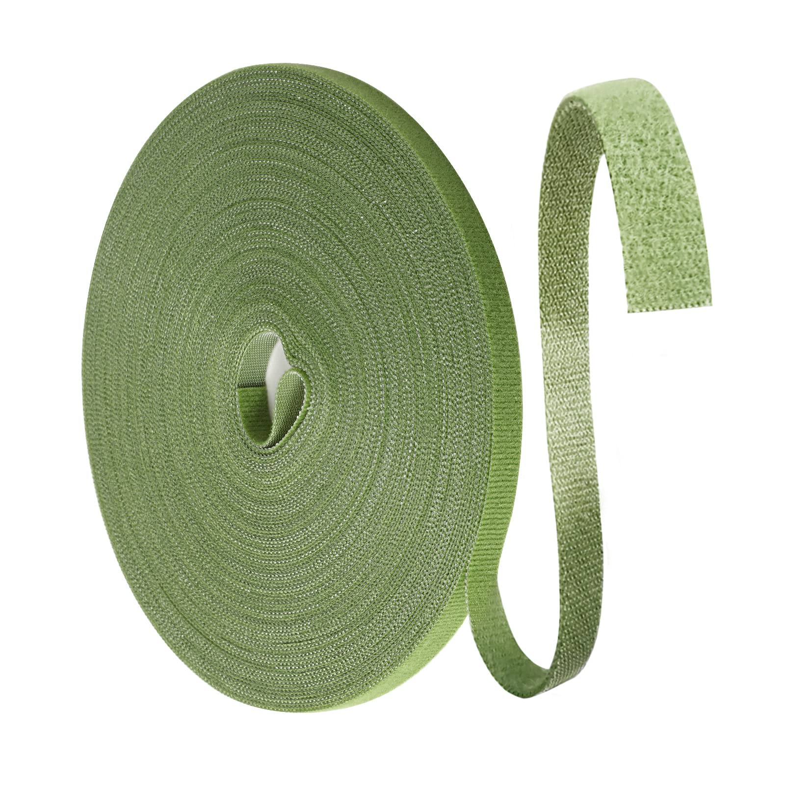 Yoosso 25m Pflanzenbinder Klettband, 10mm Pflanzenband Klett Plant Ties Witterungsbeständig Wiederverschließbar Kabelbinder Klettverschluss Rolle Kletterhilfe für Pflanzen(Grasgrün)