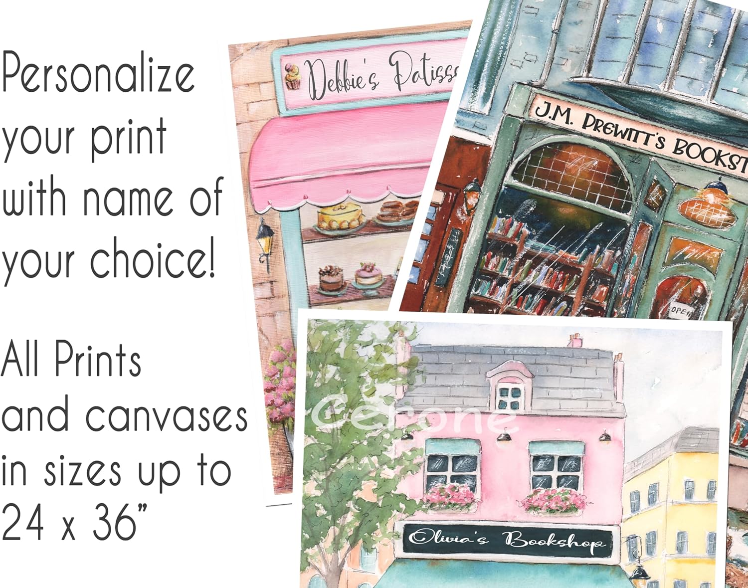Personalized Paris Patisserie Canvas, Ready to Hang, 10x12 to 24x36, Pink or Blush Laduree Watercolor, Girls Room French Bakery Decor, Custom Parisian Wall Art, Travel Theme Nursery