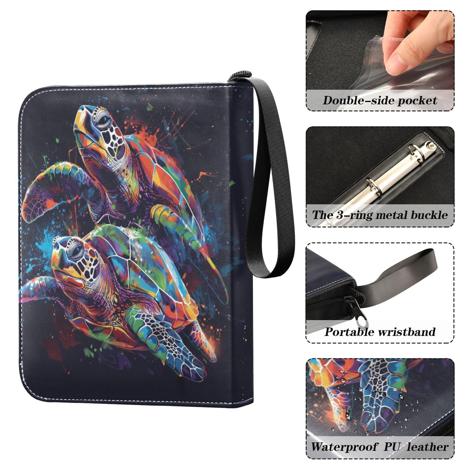 Amazon.com: Watercolor Sea Turtles Card Binder 4 Pocket, Trading