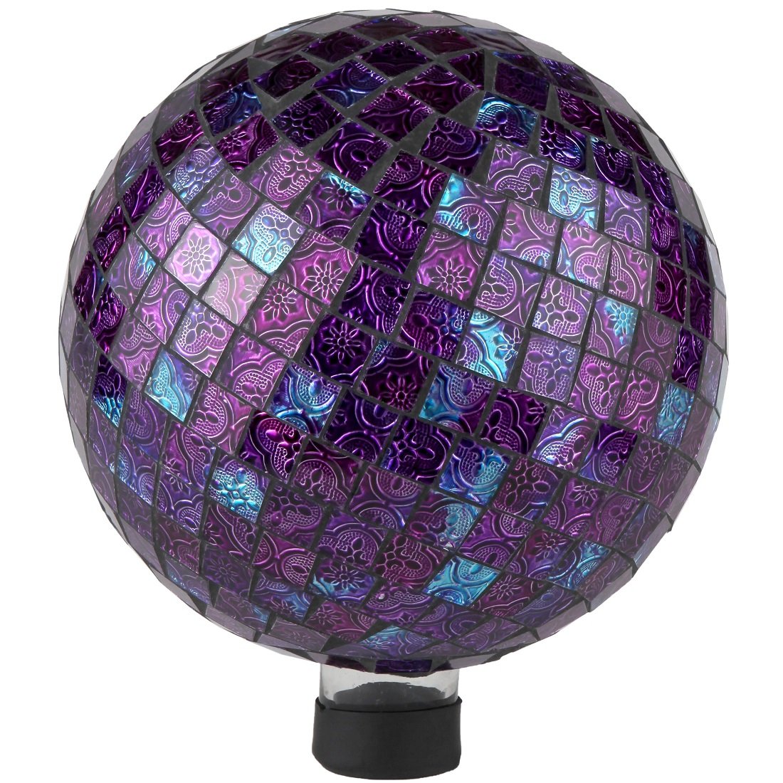 Lily's Home Glass Gazing Ball | Holographic Effect, Stunning Rainbow Color Reflection Effect, Mosaic Design, Purple Mirrors, Attracts Good Fortune,