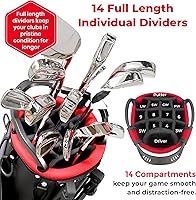 Vista 3 de Emerald Isle Bolsa de Golf de Pie con Divisor de Longitud Completa de 14 Vías, Bolsa de Transporte Resistente con Capucha para Lluvia, Múltiples