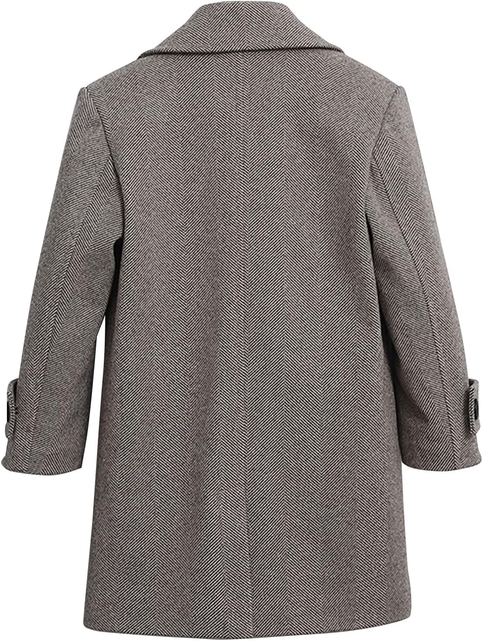 Kids Boys Classic Notched Collar Double Breasted Long Winter Pea Coat