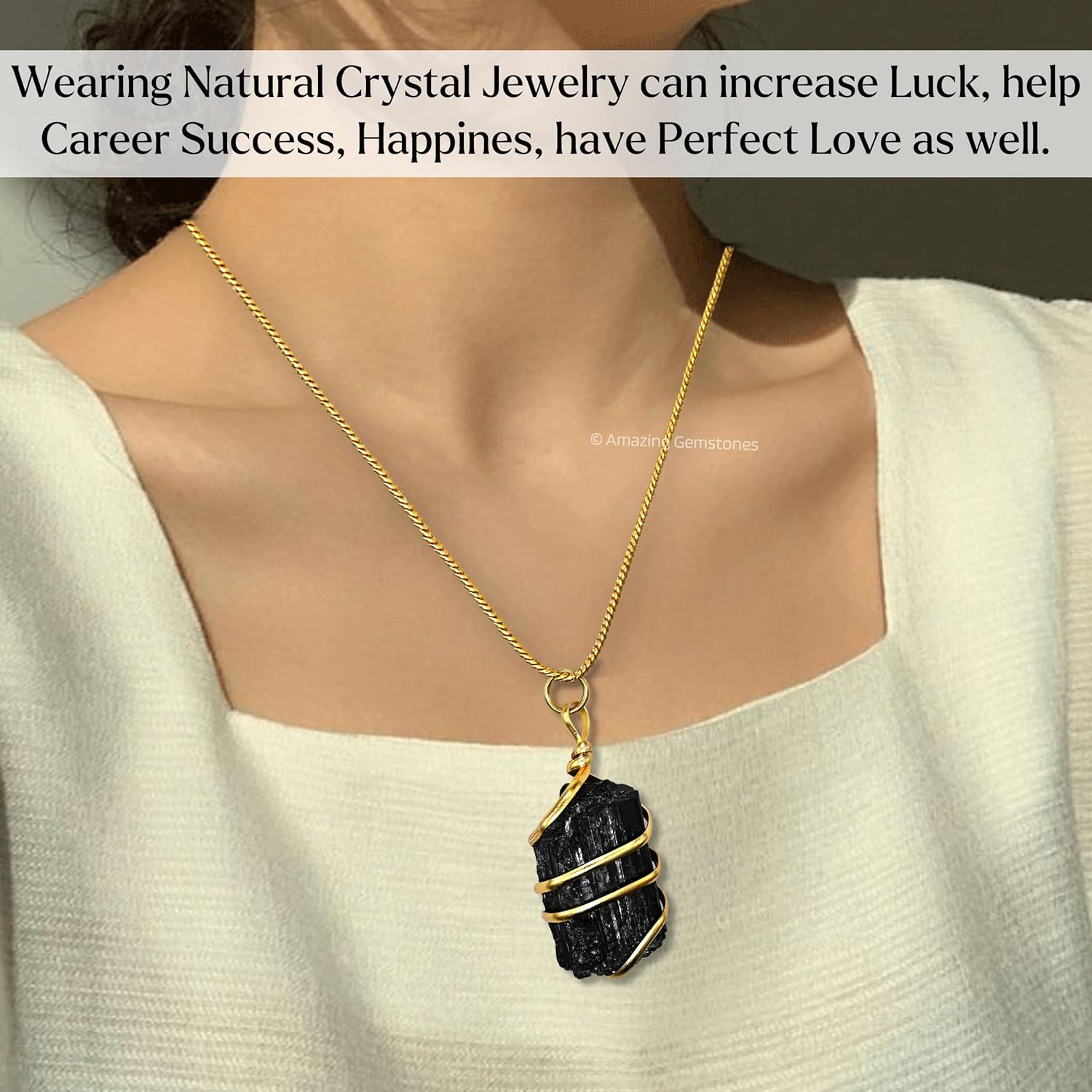 Amazing Gemstone Raw Crystal Necklace for Women - Premium Raw Healing Crystals for Gifts for Mom, Mothers, Teen Girls and Girlfriend