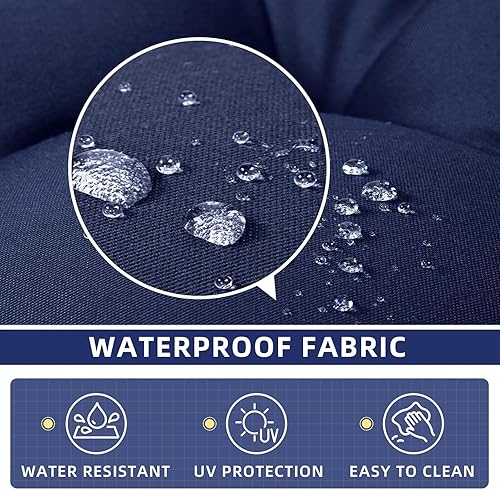 Miniatura 3 de Juego de 1 Cojín para Silla de Exterior, Cojín para Silla Mecedora con Lazos, Cojín Acolchado para Respaldo y Asiento para Uso en Sillas de