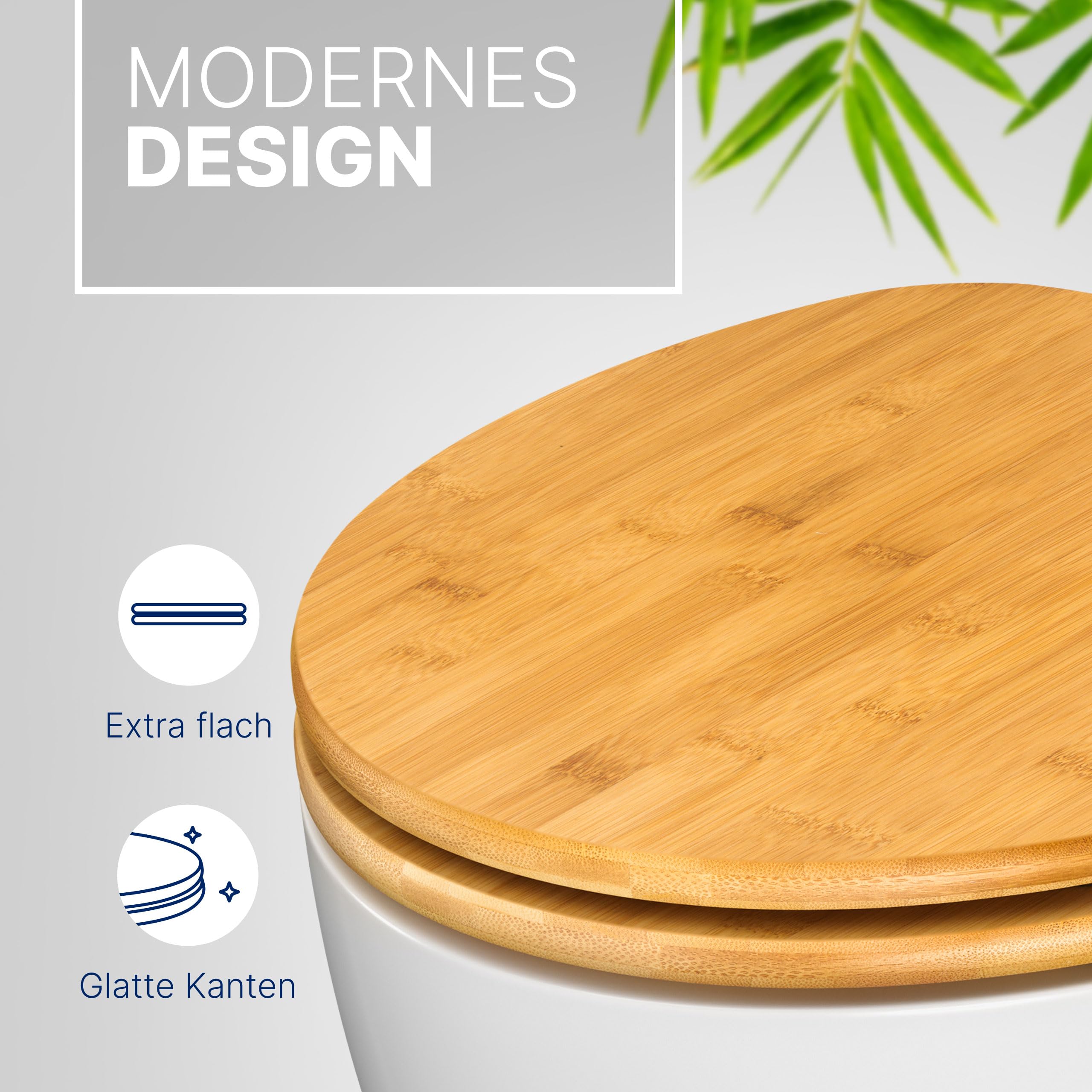 ADOB WC Sitz Klobrille Bambus dunkel aus echtem Bambus mit Absenkautomatik Bamboo natur, 33325