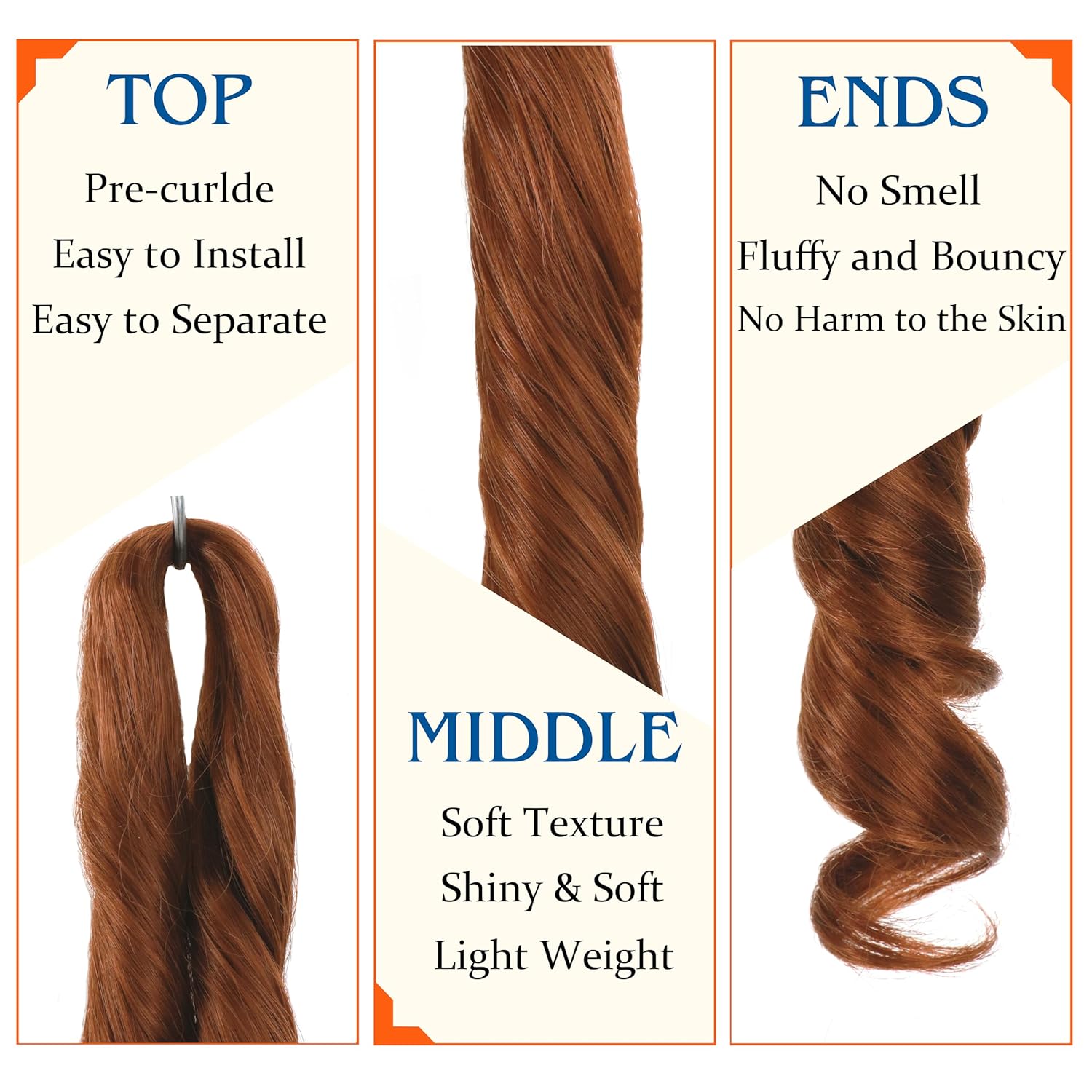 Pure Protein Fiber French Curl Braiding Hair Close to Human Hair 18 Inch 8 Packs Pre Stretched French Curl Crochet Braids Loose Wavy Hair Extensions for Black Women(18Inch,30#)