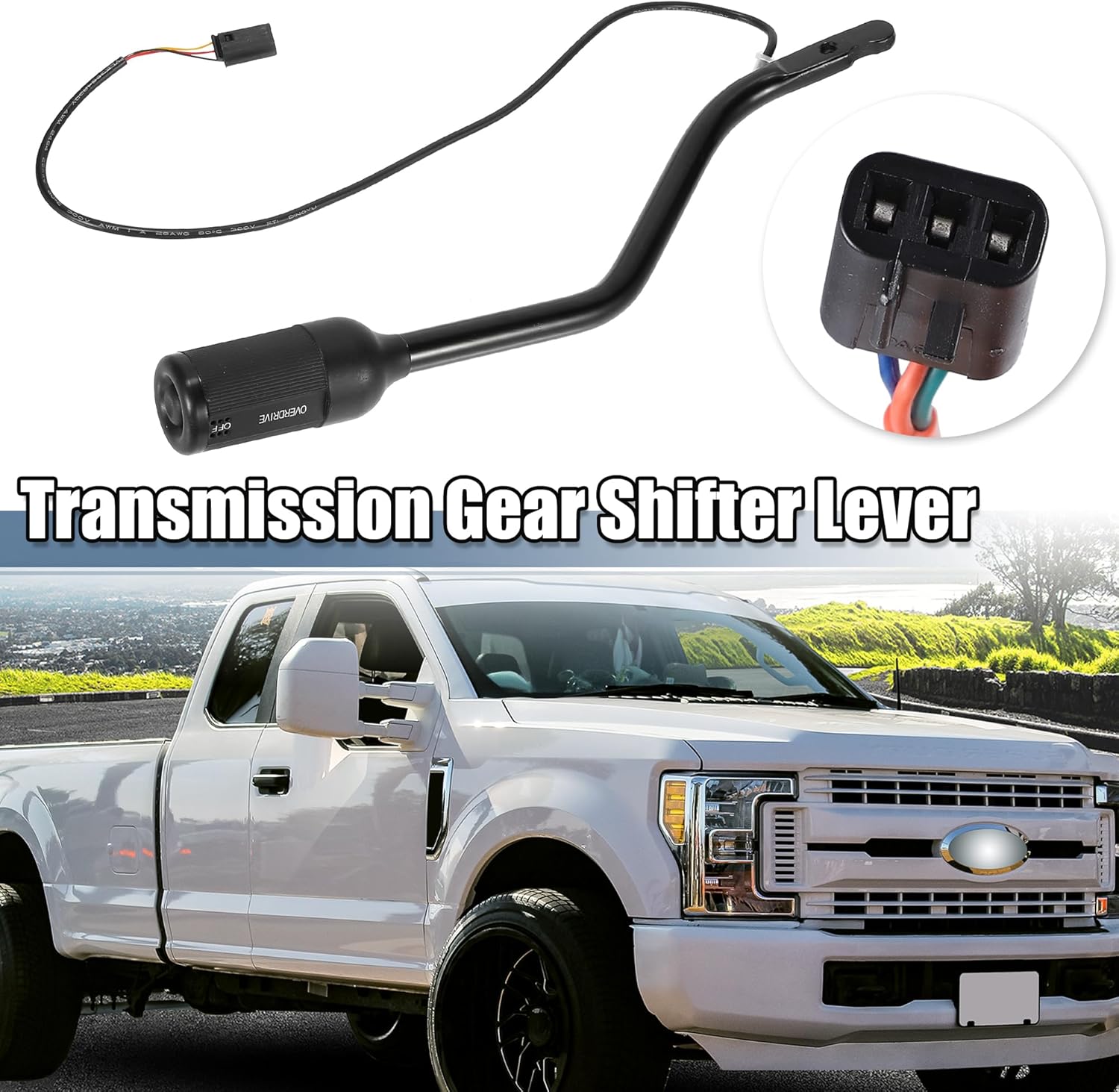 uxcell Automatic Transmission Gear Shift Lever and Overdrive Switch Kit for Ford F150 F250 F350 Bronco 1992-1997 Shifter Select Lever with Overspeed Switch