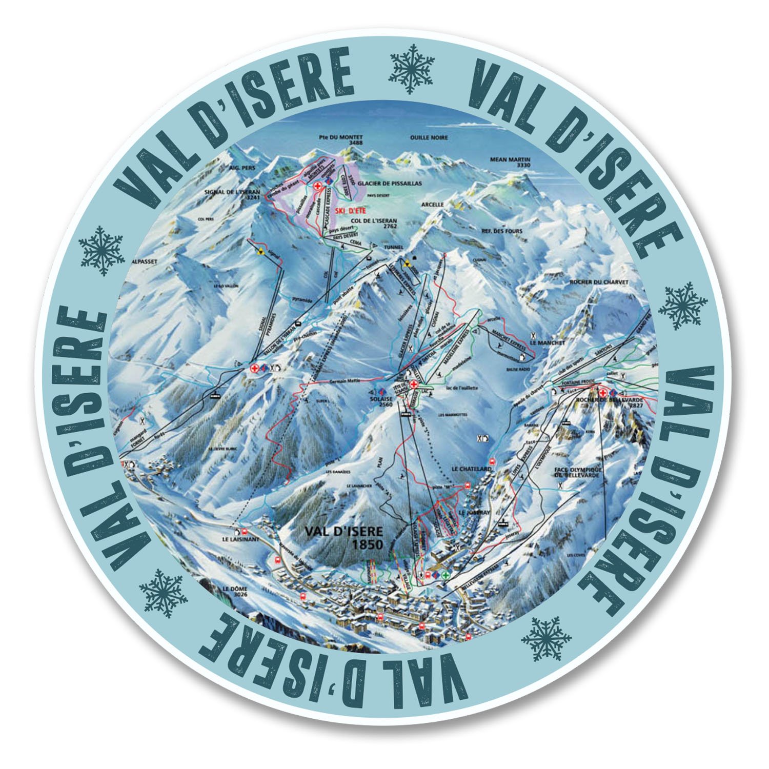 Destinationvinyl Multi 2 X 10Cm Val D'isere Tignes Ski Snowboard Vinyl Sticker Map Laptop Luggage #6147 (10Cm X 10Cm)