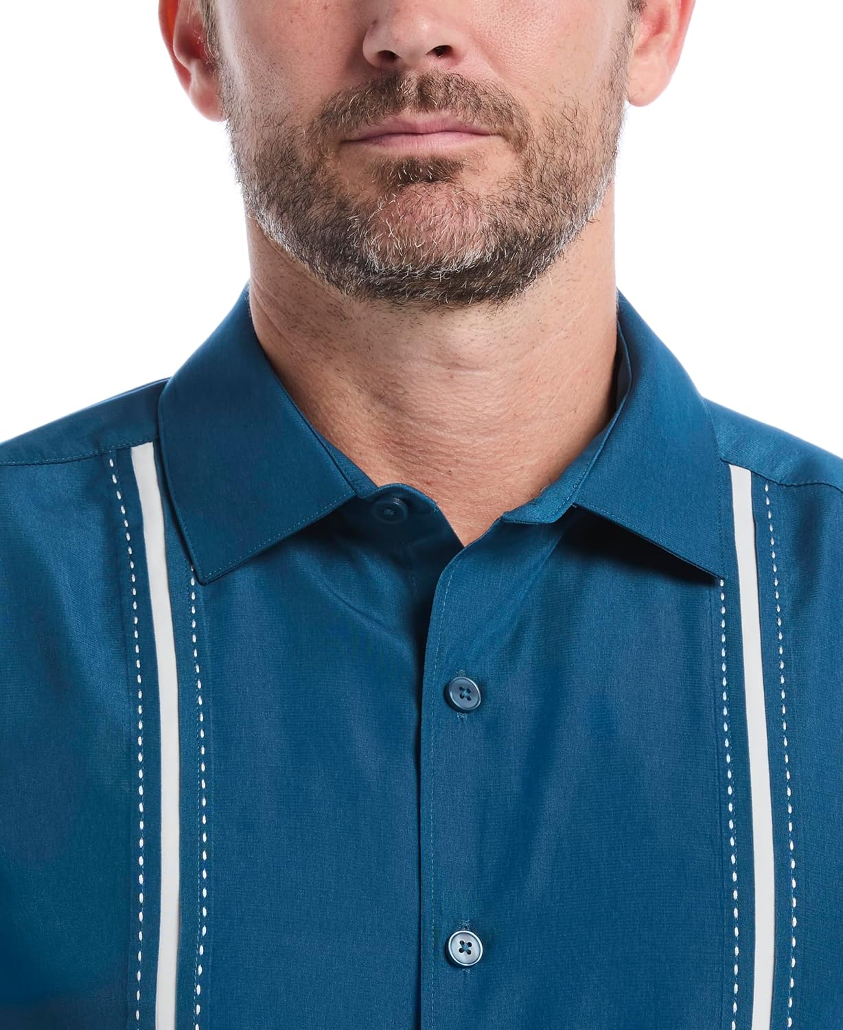 Cubavera Paneled Short Sleeve Shirt for Men, Classic Fit, Wrinkle Resistant, Casual Button-Down Shirt With Spread Collar