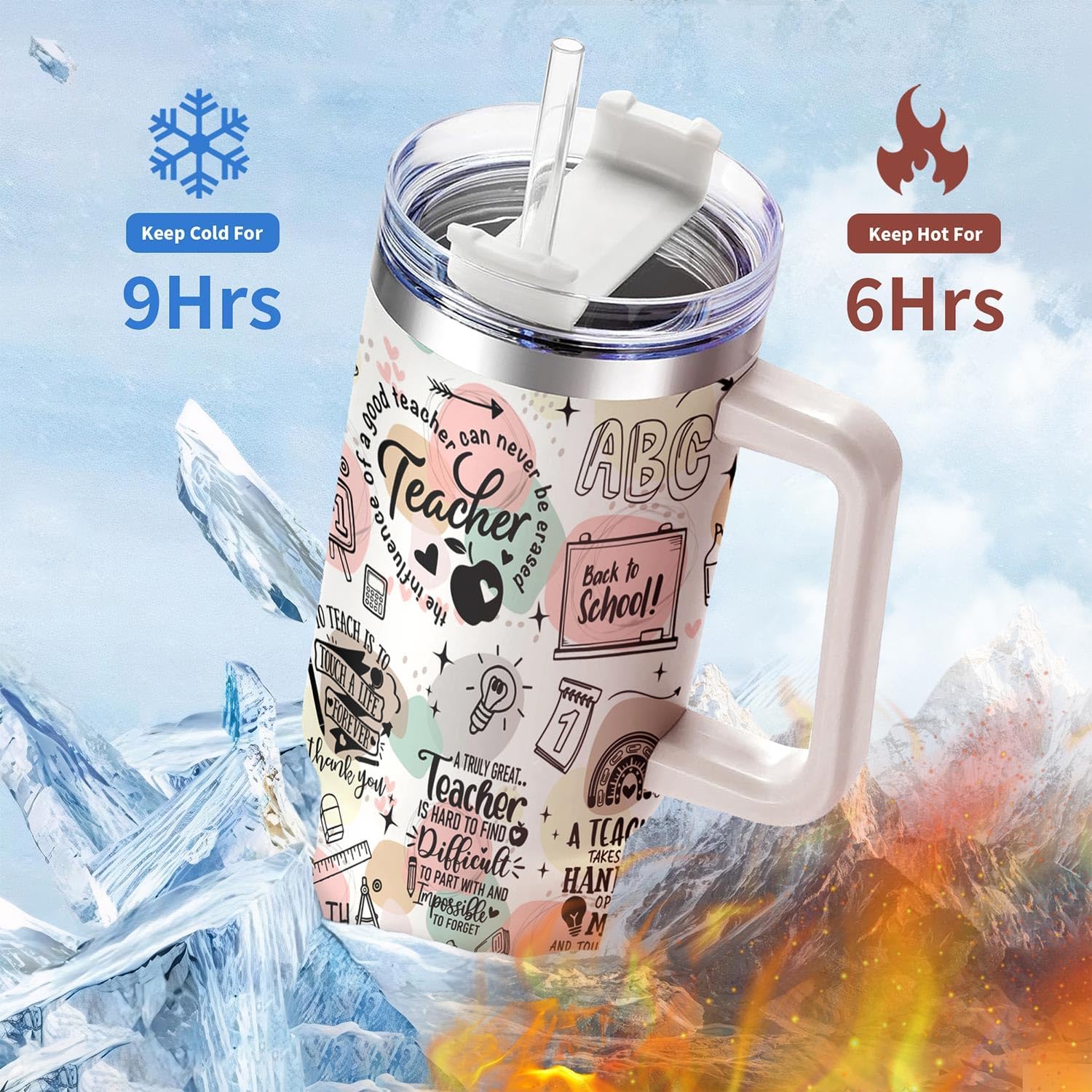 Teacher Gifts for Women,40oz Teacher Cup Tumbler with Handle Teachers Appreciation Gifts Ideas,Back to School Gift for Teachers Birthday Retirement Thank You Gift - Image 6