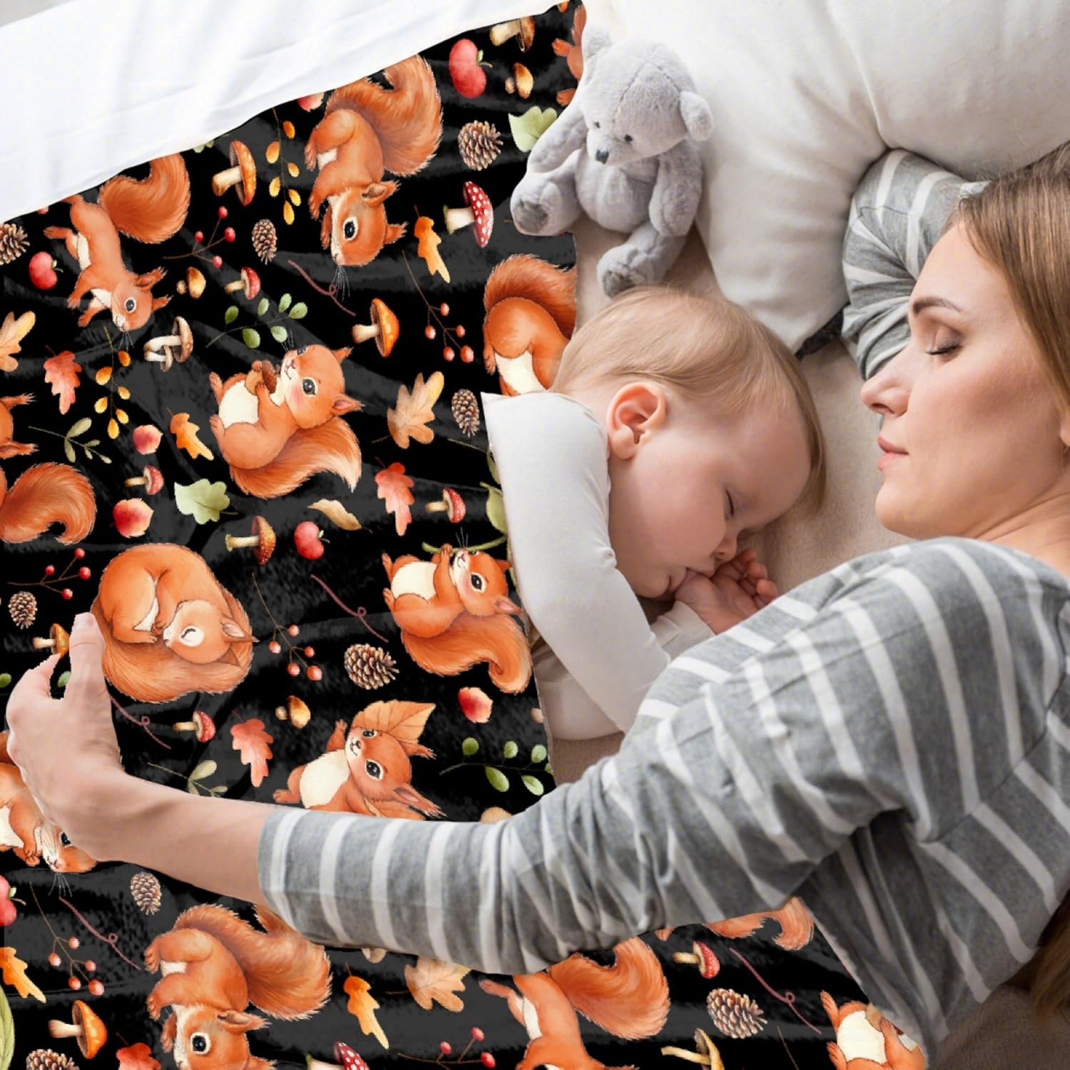 Squirrel Blanket,Cute Squirrel Gifts for Kids, Soft Flannel Llightweight Animal Throw for Girls Boys Women Men, Bedroom Bed Sofa Decoration for Kids Women Men Room,40"x50"